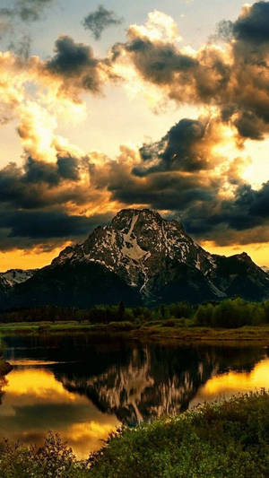 Vertical Mountain Reflection Wallpaper