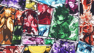 Vibrant Anime Collage Showcasing Various Beloved Characters Wallpaper