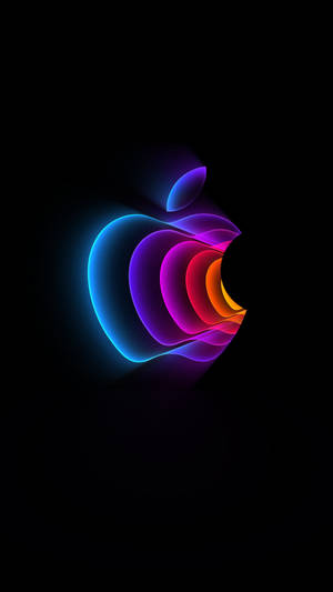 Vibrant Apple Logo Embraced By Solid Black Background Wallpaper