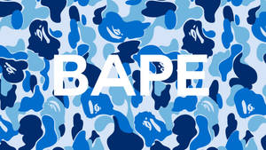 Vibrant Bape Blue Logo Against A Black Background Wallpaper