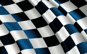 Vibrant Finish Line - Checkered Flag With Blue Accent Wallpaper