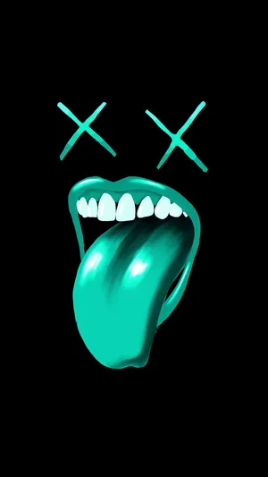 Vibrant Green Lips With Tongue Extended Wallpaper