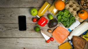 Vibrant Grocery Items Setup Wallpaper