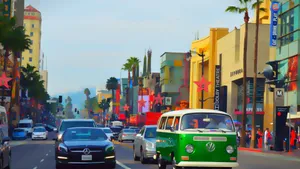 Vibrant Hollywood Boulevard Art Wallpaper
