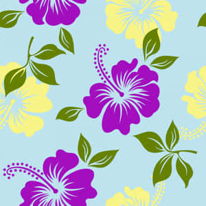 Vibrant Lavender And Yellow Hibiscus Flower Wallpaper