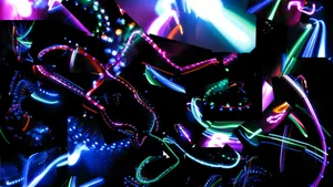 Vibrant Neon Lights Collage Wallpaper