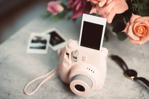 Vibrant Pink Instant Camera Wallpaper