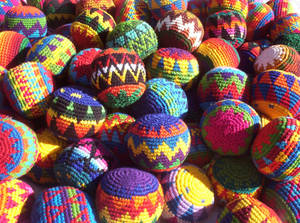 Vibrant Spiral Crochet Hacky Sack Showing Skill & Culture Wallpaper