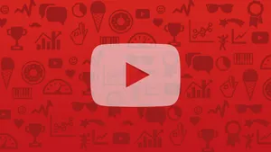 Vibrant Youtube Logo Against A Doodle Filled Backdrop Wallpaper