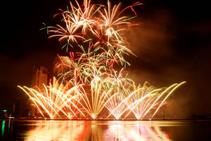 Vietnam City Fire Works Wallpaper