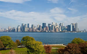 View From Afar Of New York City Laptop Wallpaper