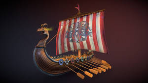 Viking Ship Graphic Art Wallpaper