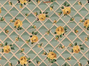 Vintage 60s Beige Roses Pattern Wallpaper