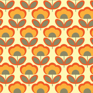 Vintage 60s Flower And Leaves Pattern Wallpaper