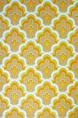 Vintage 60s Geometric Pattern In Yellow Wallpaper