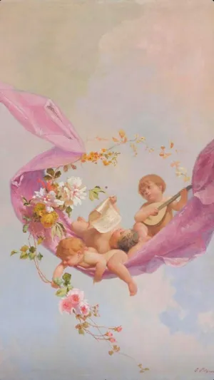 Vintage Angel Watching Over A Country Garden Wallpaper
