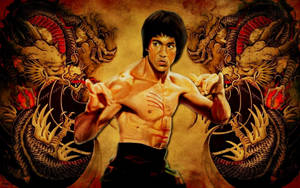 Vintage Bruce Lee Double Dragon Wallpaper