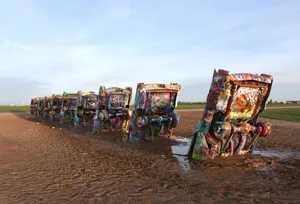 Vintage Cadillacs Buried Nose-down At Cadillac Ranch, Texas Wallpaper