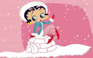 Vintage Cartoon Character Winter Fun Wallpaper