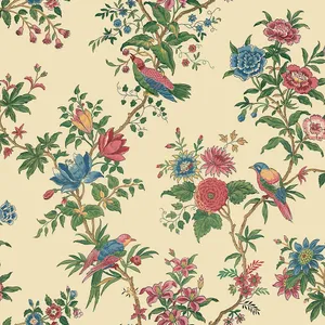 Vintage Floral Bird Pattern1920s Wallpaper