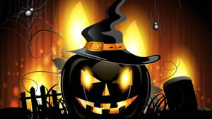 Vintage Halloween Black Pumpkin Lantern Wallpaper