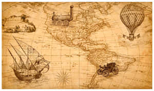 Vintage Map Transportation Evolution Wallpaper