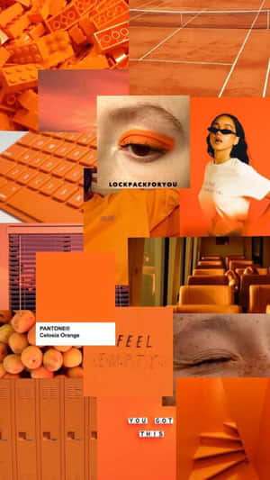 Vintage Orange Aesthetic Collage Wallpaper
