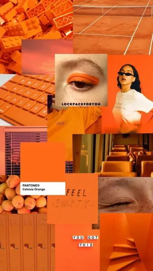Vintage Orange Aesthetic Collage Wallpaper