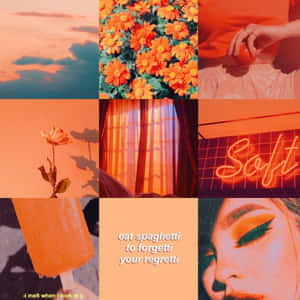 Vintage Orange Aesthetic Collage Wallpaper