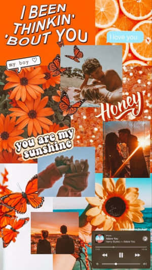 Vintage Orange Aesthetic Collage Wallpaper