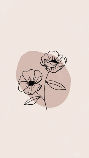 Vintage Pastel Flower Line Art Wallpaper