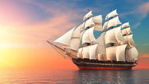 Vintage Sailing Ship Wallpaper