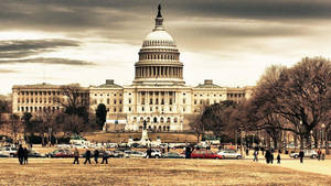 Vintage Sepia United States Capitol Wallpaper