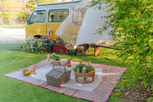 Vintage Van Picnic Setup.jpg Wallpaper