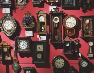 Vintage Wooden Clocks Display Wallpaper