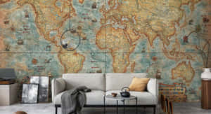 Vintage World Map Wallpaper Living Room Decor Wallpaper