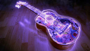 Violet Aesthetic Guitar Illustration Wallpaper