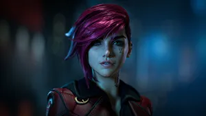 Violet Arcane Realistic Face Model Wallpaper