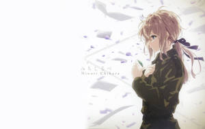 Violet Evergarden Stands With A Precious Green Gem Wallpaper