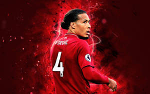 Virgil Van Dijk Red Energy Graphic Wallpaper