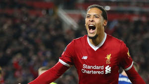 Virgil Van Dijk Roaring For The Crowd Wallpaper