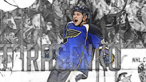 Vladimir Tarasenko Shouting Expression With Last Name In Black And White Wallpaper