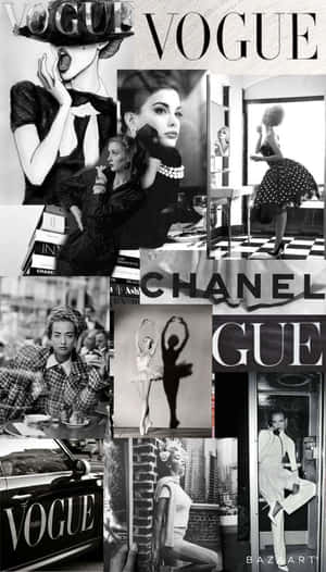 Vogue And Chanel Black Collage Wallpaper