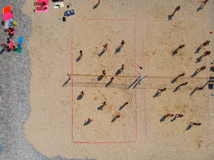 Volleyball Beach In Pink Line Wallpaper