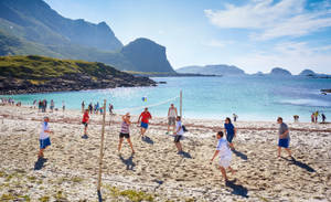 Volleyball In Vibrant Beach Wallpaper