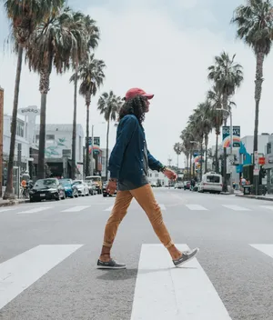 Walking Along The City Street Wallpaper