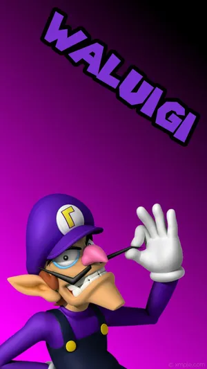 Waluigi Strikes A Pose In Action-packed Wallpaper Wallpaper