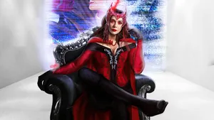 Wanda Maximoff In Her Red Costume In 4k Resolution Wallpaper