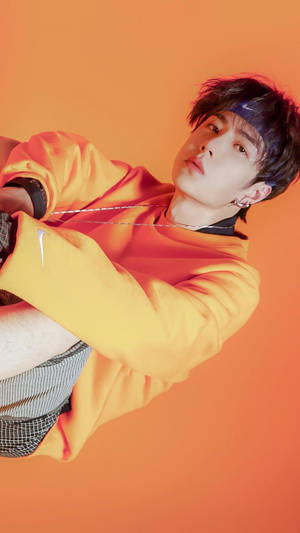 Wang Yibo Orange Nike Outfit Wallpaper