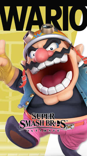 Wario Power Pose In Front Of Gold Coin Wallpaper